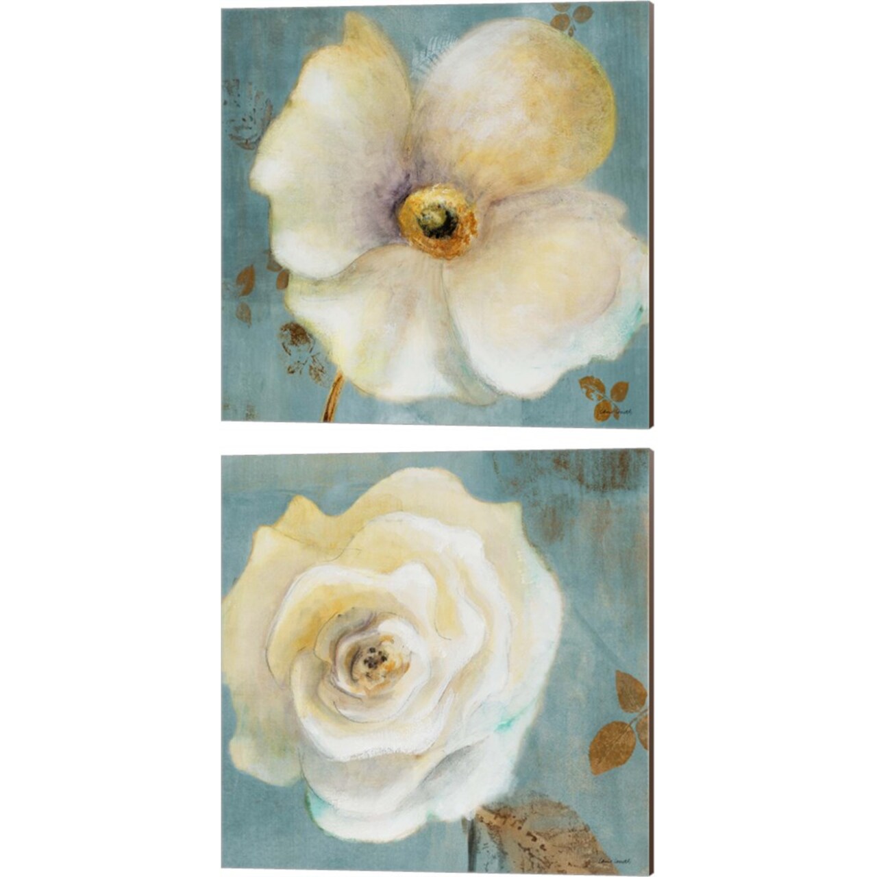 Late Summer Poppies & Roses by Lanie Loreth 14" x 14" Canvas Wall Art (Set of 2)